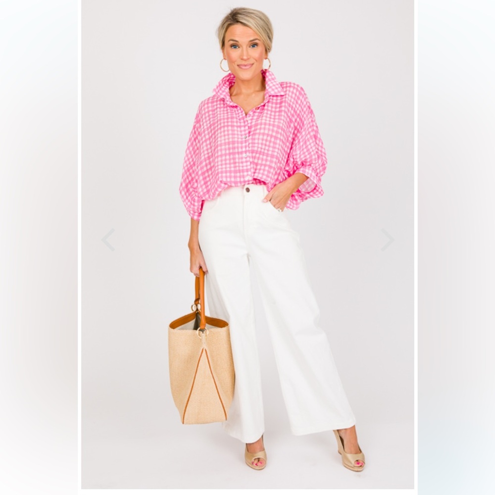 [entro]  Pink Checkered Button Down Shirt